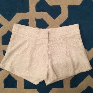 White Sequin Shorts